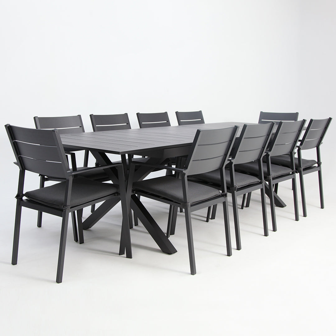 Tyler 11pc Extension Dining Setting - Anthracite