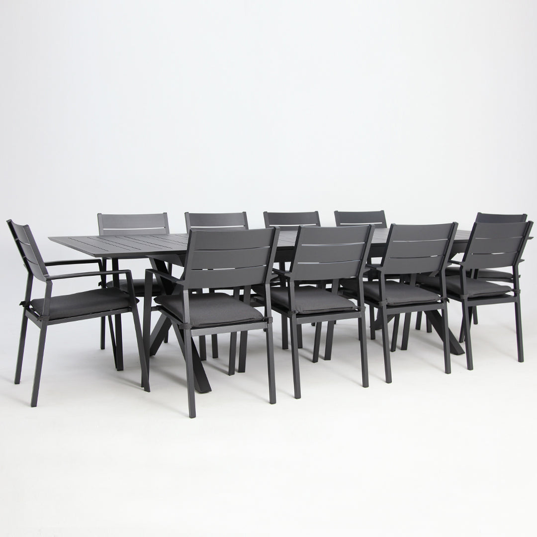 Tyler 11pc Extension Dining Setting - Anthracite
