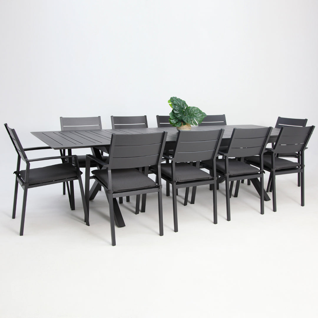 Tyler 11pc Extension Dining Setting - Anthracite