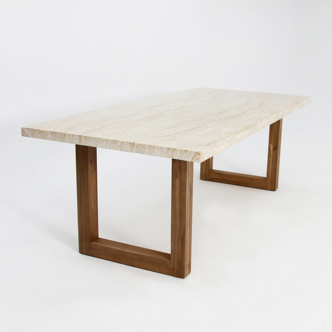 Veltis Albenga 7pc Travertine Dining Setting - Black