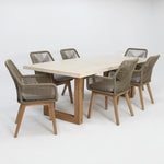 Load image into Gallery viewer, Veltis Albenga 7pc Travertine Dining Setting
