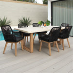 Load image into Gallery viewer, Veltis Albenga 7pc Travertine Dining Setting - Black
