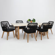 Veltis Albenga 7pc Travertine Dining Setting - Black