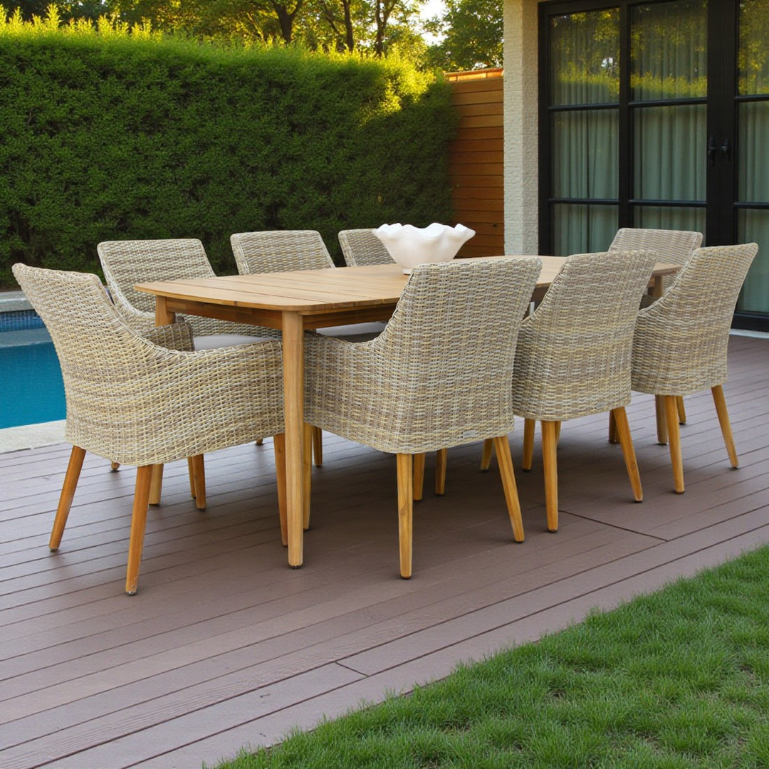 Versailles Faro 9pc Dining Set - White Natural