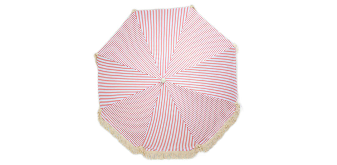 Dusty Pink and White Stripe Beach Umbrella
