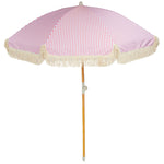 Load image into Gallery viewer, Dusty Pink and White Stripe Beach Umbrella

