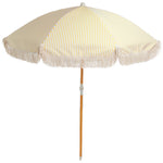 Load image into Gallery viewer, Banana Yellow and White Stripe Beach Umbrella
