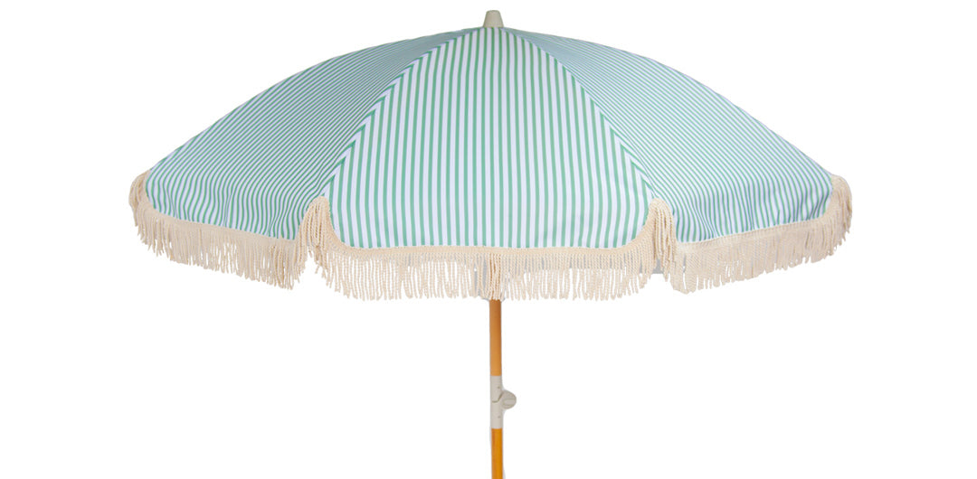 Sage Green and White Stripe Beach Umbrella