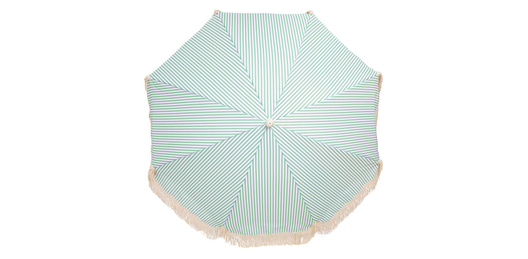 Sage Green and White Stripe Beach Umbrella