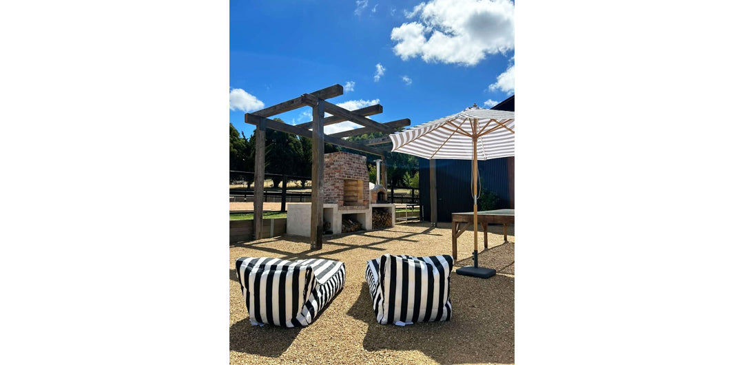 Laid Back Charcoal + White Outdoor Beanbag