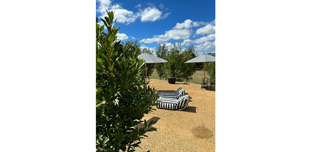 Laid Back Charcoal + White Outdoor Beanbag