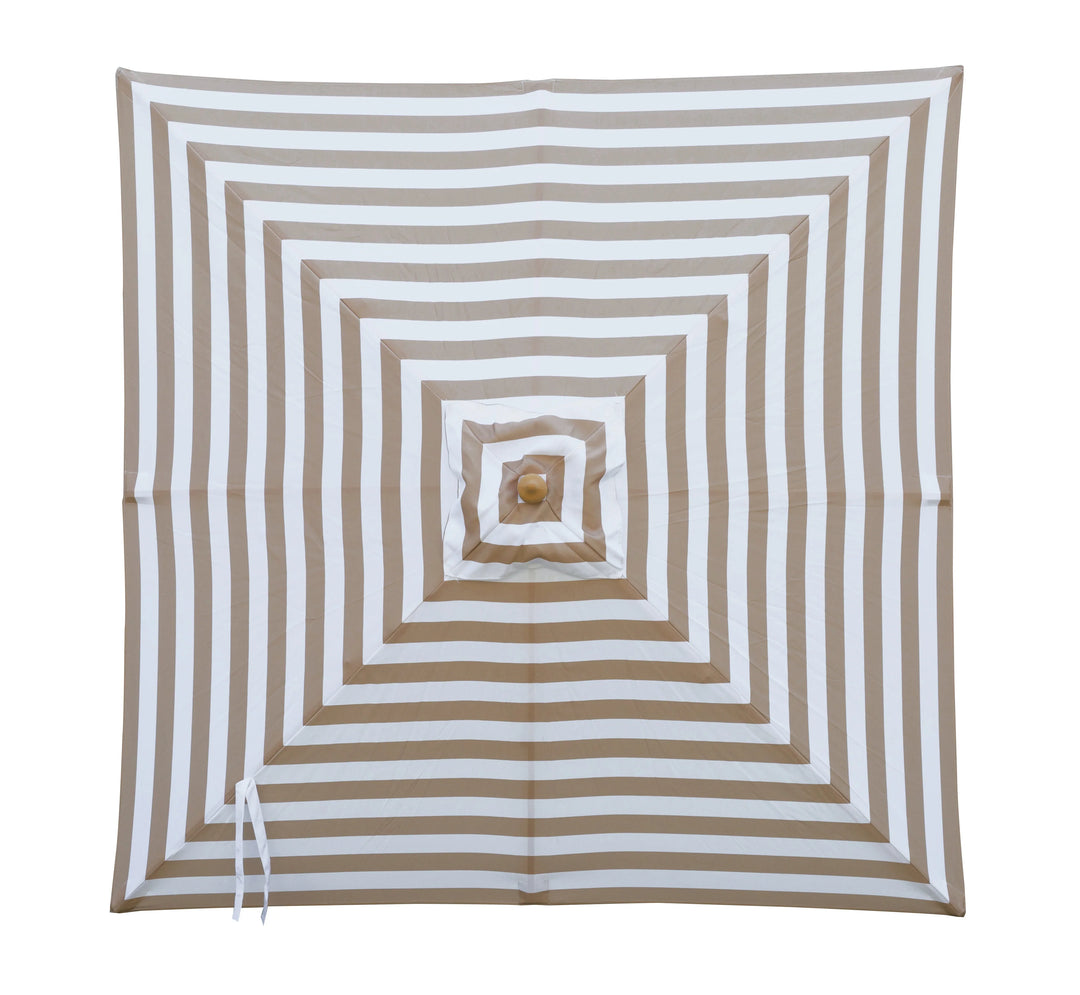 Replacement Canopy for 2m Bamboo Umbrella - Taupe and White Stripe