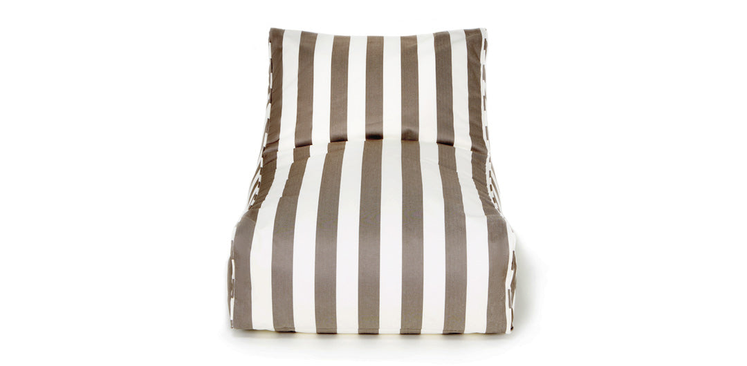 Chill Out Taupe + White Stripe Outdoor Beanbag