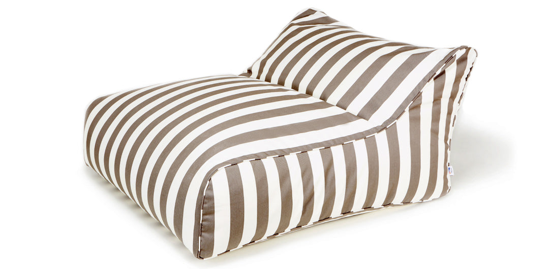 Hang Out Taupe + White Stripe Outdoor Beanbag
