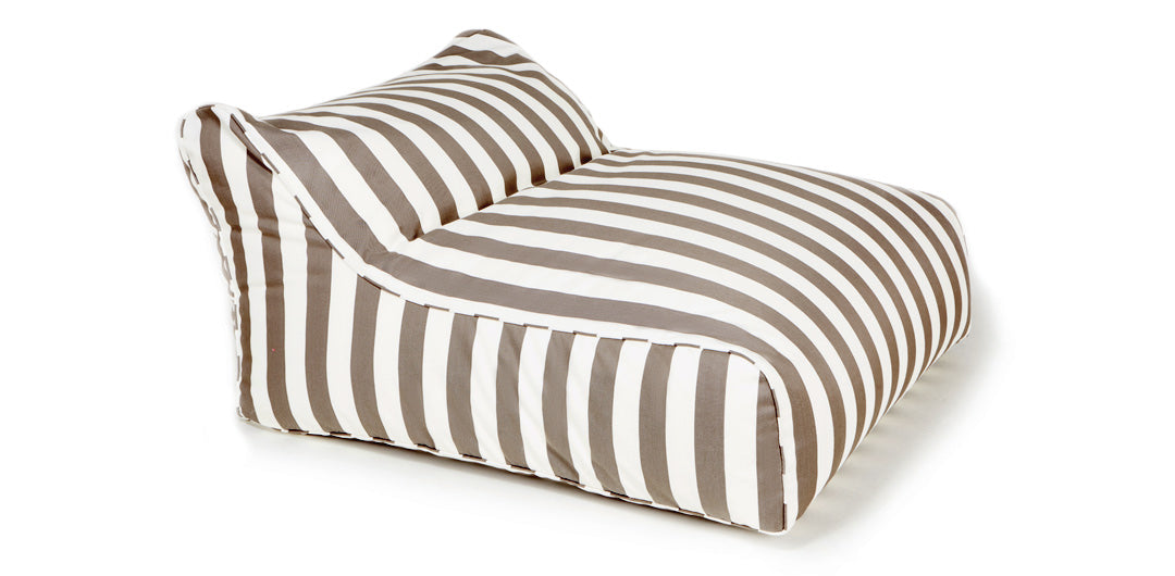 Hang Out Taupe + White Stripe Outdoor Beanbag