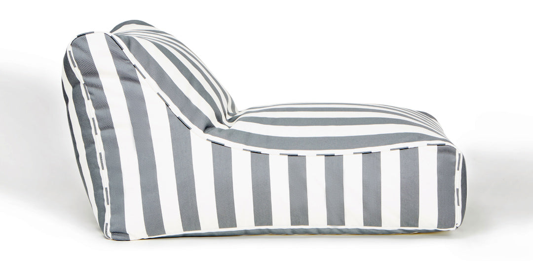 Chill Out Grey + White Stripe Outdoor Beanbag
