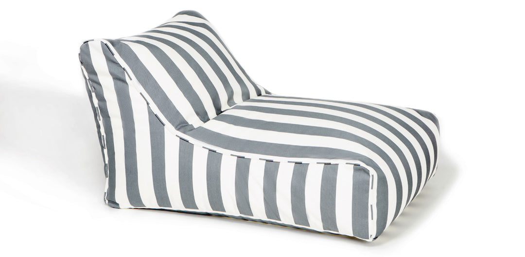 Chill Out Grey + White Stripe Outdoor Beanbag
