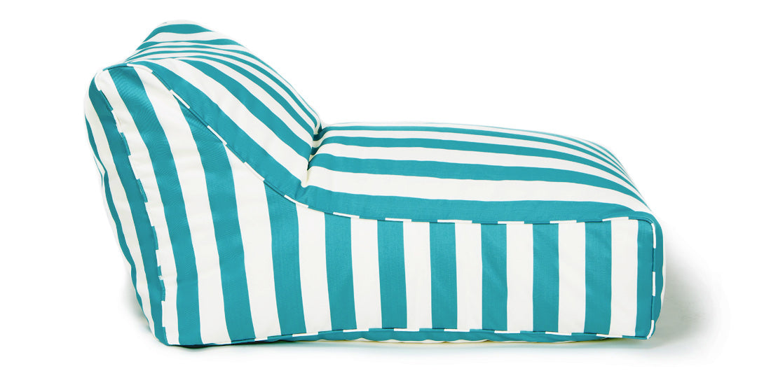 Chill Out Turquoise + White Stripe Outdoor Beanbag