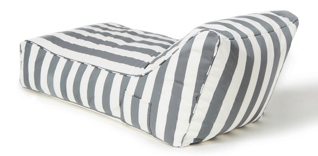 Laid Back Grey + White Outdoor Beanbag