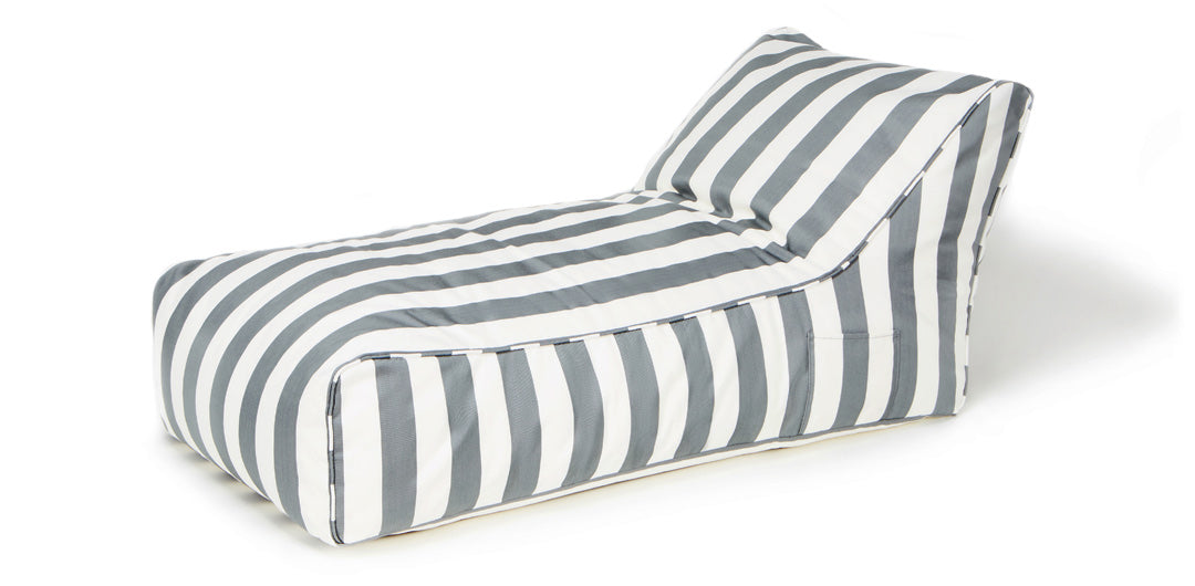 Laid Back Grey + White Outdoor Beanbag
