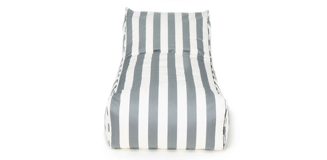 Laid Back Grey + White Outdoor Beanbag