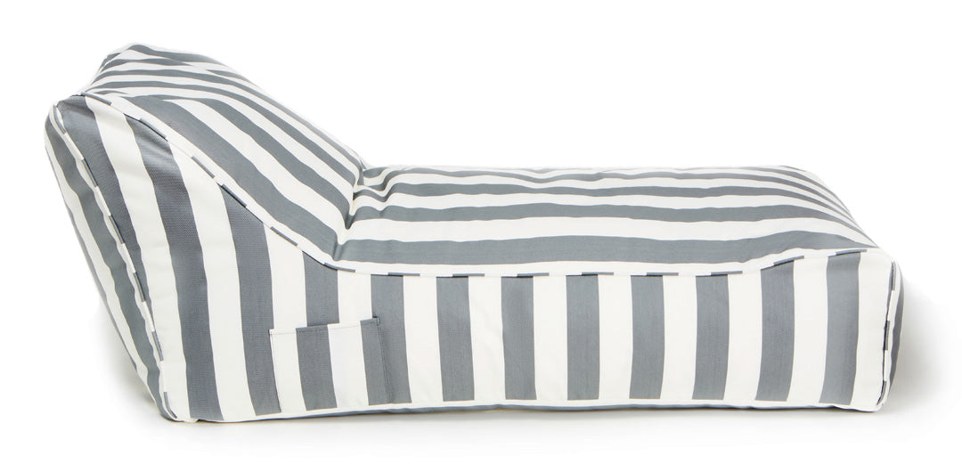 Laid Back Grey + White Outdoor Beanbag