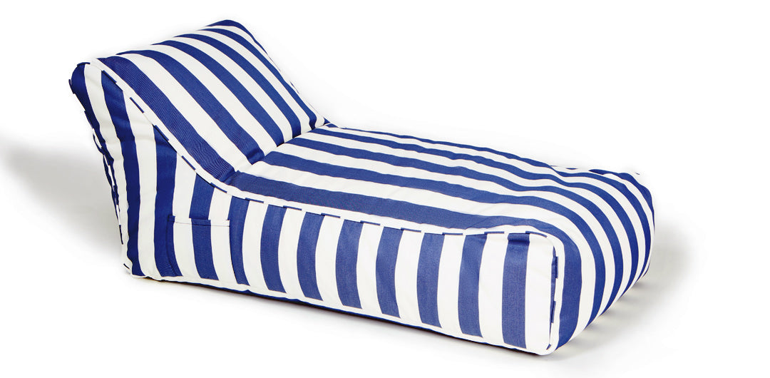 Laid Back Blue + White Outdoor Beanbag