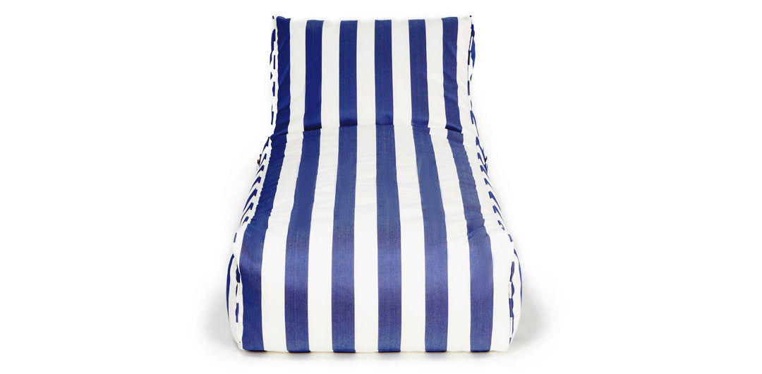 Laid Back Blue + White Outdoor Beanbag