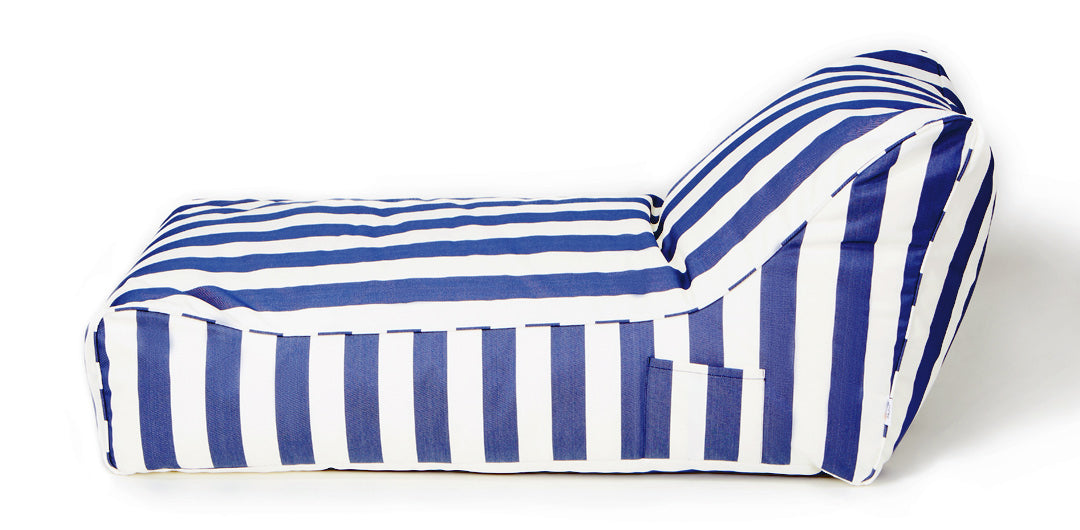 Laid Back Blue + White Outdoor Beanbag