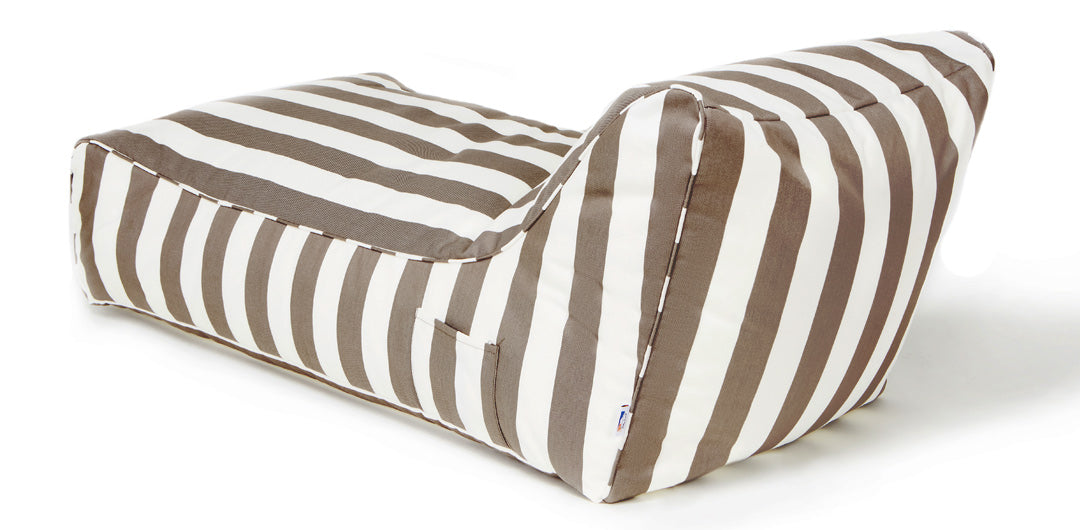 Laid Back Taupe + White Outdoor Beanbag