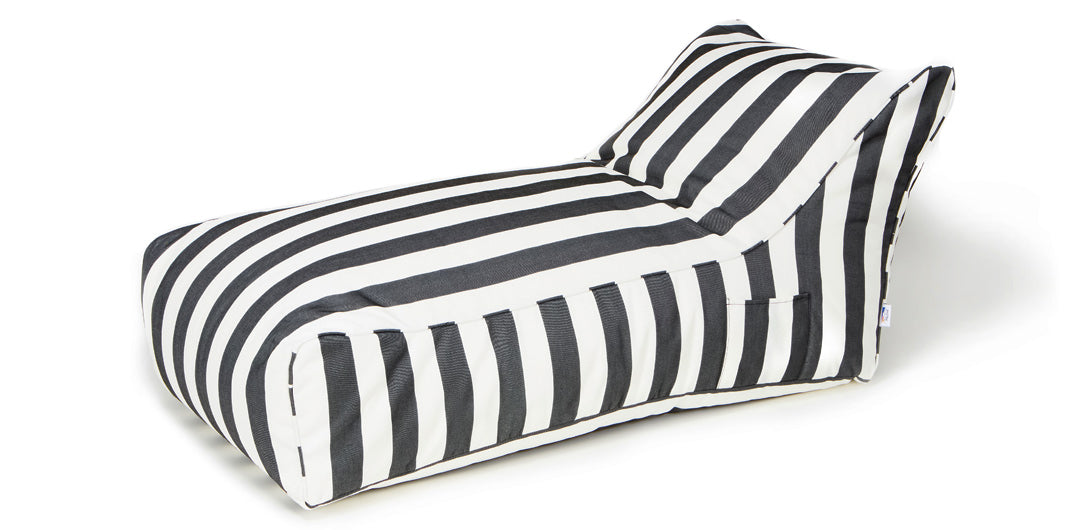 Laid Back Charcoal + White Outdoor Beanbag