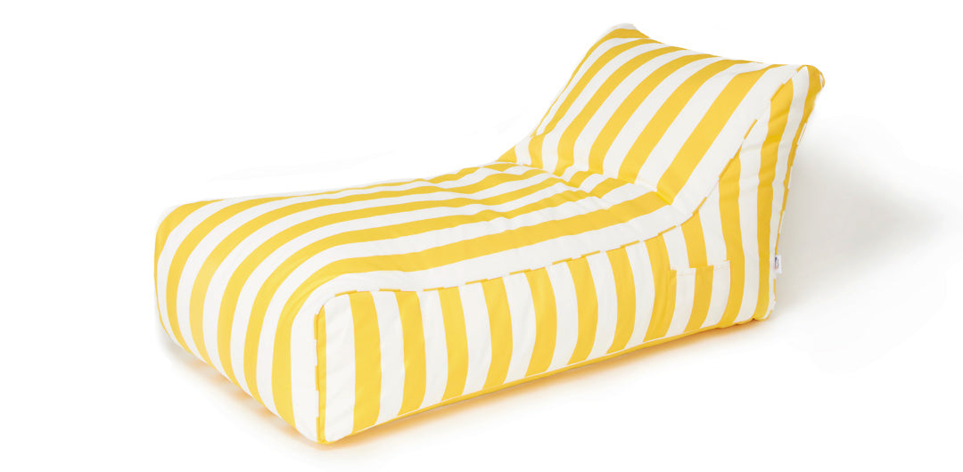 Laid Back Yellow + White Outdoor Beanbag