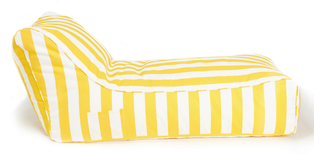 Laid Back Yellow + White Outdoor Beanbag