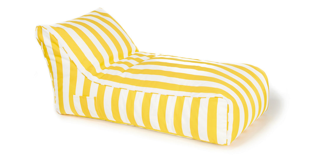 Laid Back Yellow + White Outdoor Beanbag