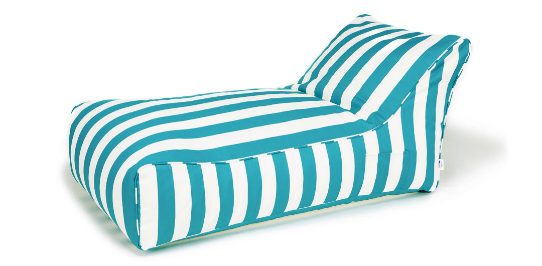 Laid Back Turquoise + White Outdoor Beanbag