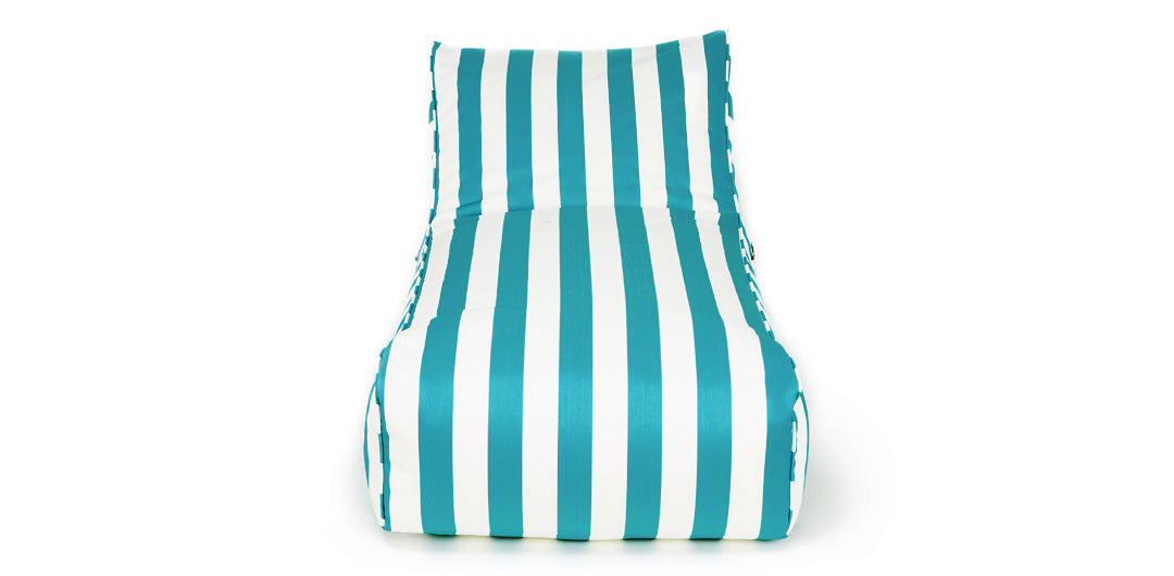 Laid Back Turquoise + White Outdoor Beanbag