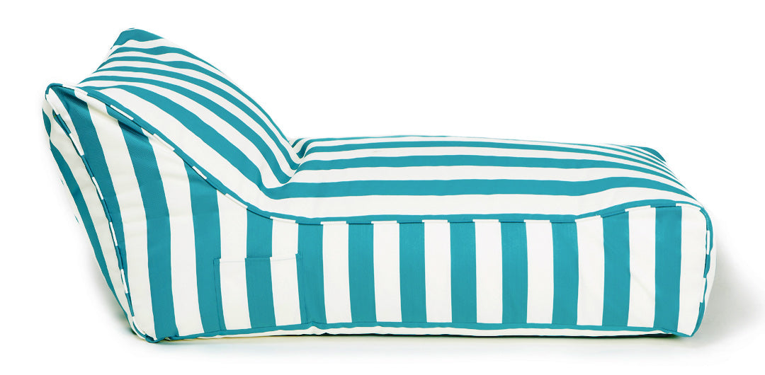 Laid Back Turquoise + White Outdoor Beanbag