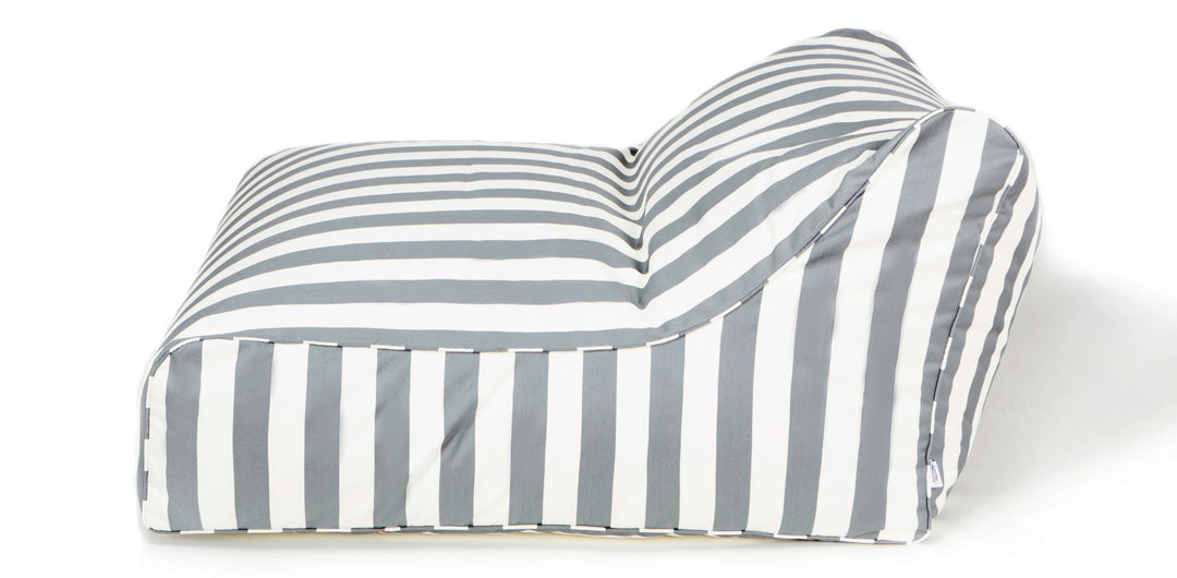 Hang Out Grey + White Outdoor Beanbag