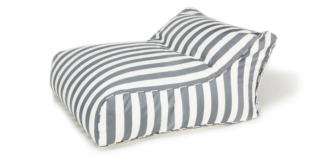 Hang Out Grey + White Outdoor Beanbag