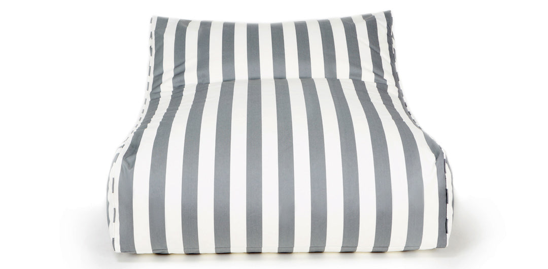 Hang Out Grey + White Outdoor Beanbag