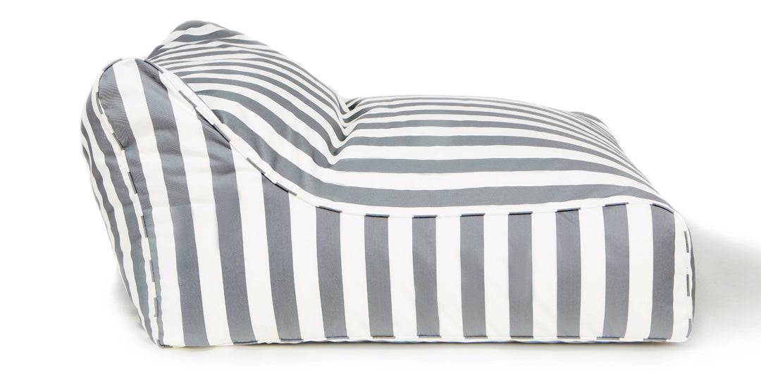 Hang Out Grey + White Outdoor Beanbag