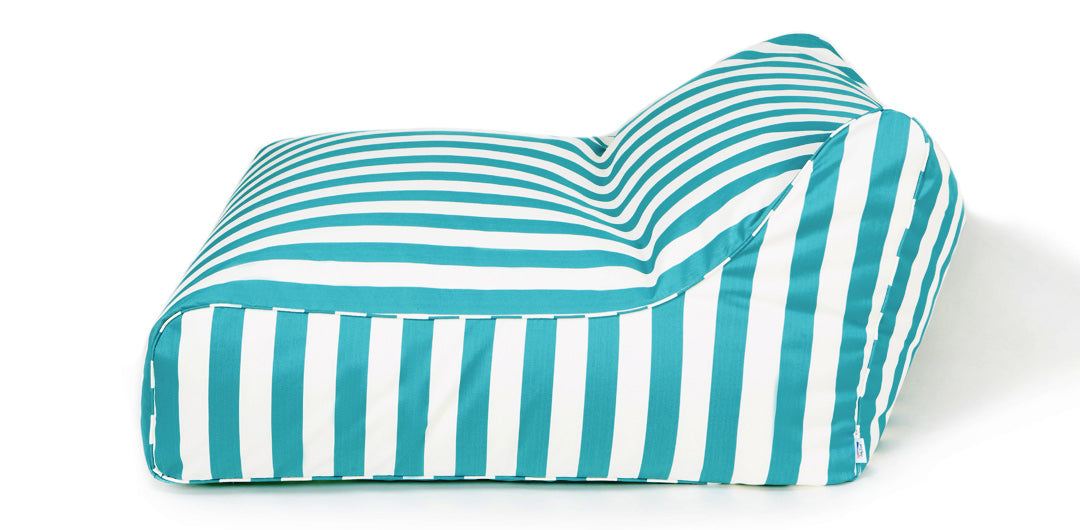 Hang Out Turquoise + White Outdoor Beanbag