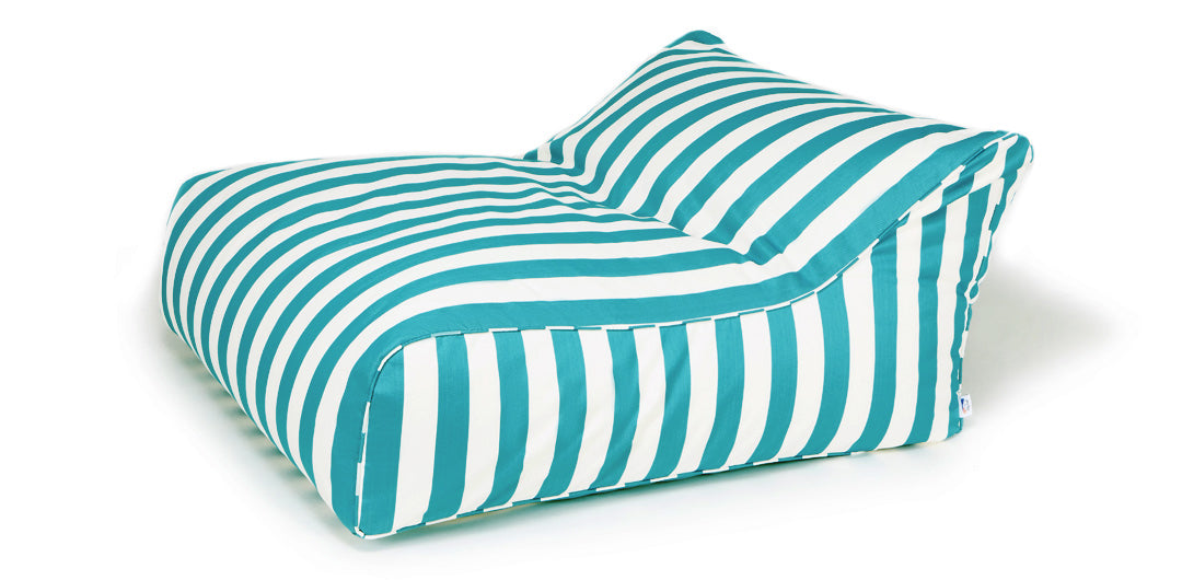 Hang Out Turquoise + White Outdoor Beanbag