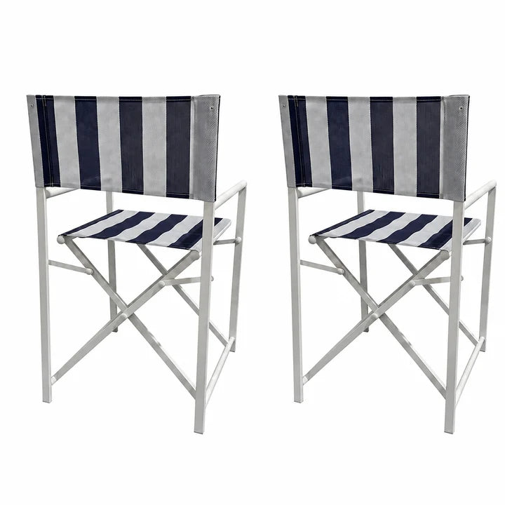 Maui Director's Chair Set of 2 - Navy and White Stripe