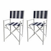 Maui Director's Chair Set of 2 - Navy and White Stripe