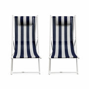 Porto Deck Chair Set of 2 - Navy and White Stripe