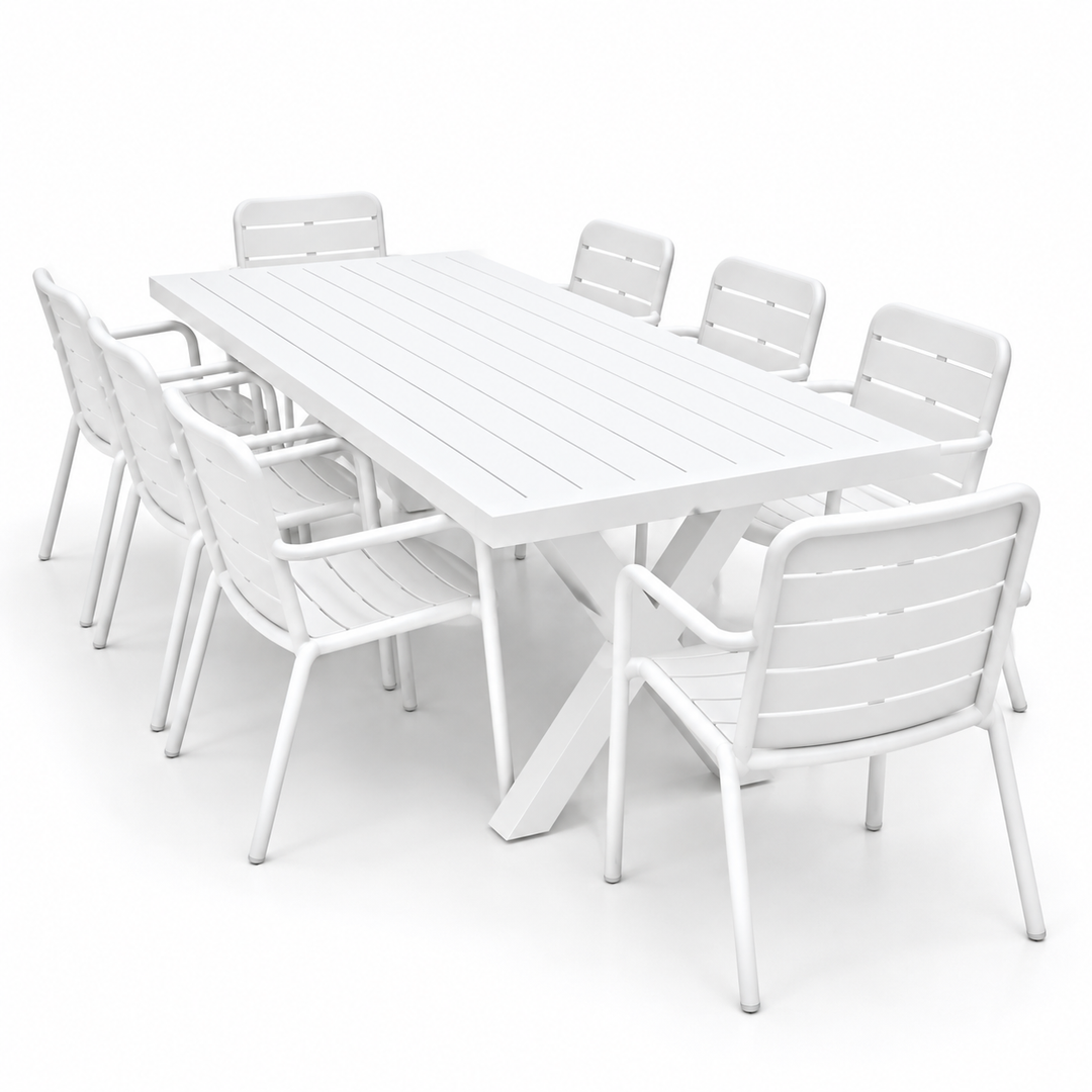 Ravenne Mariss 9pc Dining Setting - White