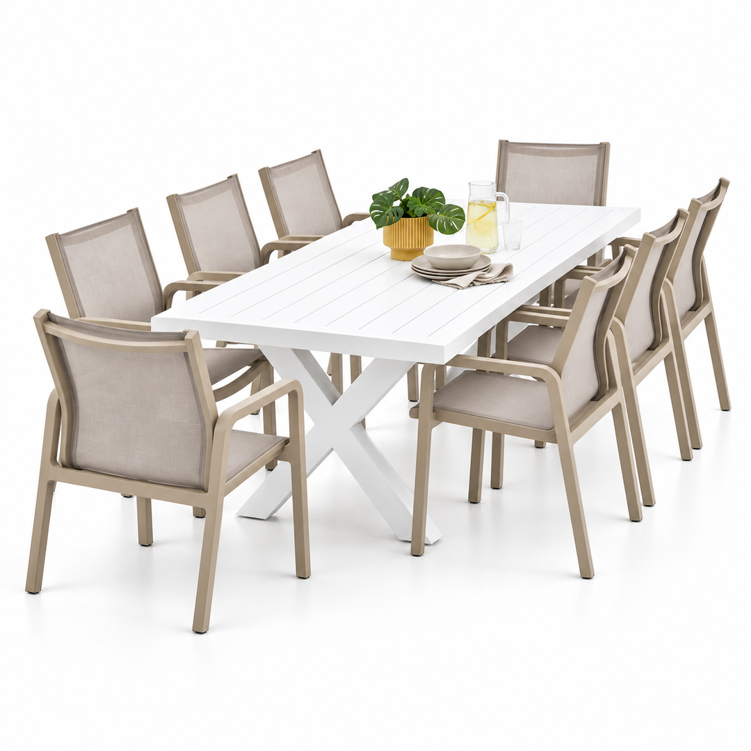 Ravenne Alexi 9pc Dining Setting - White Taupe