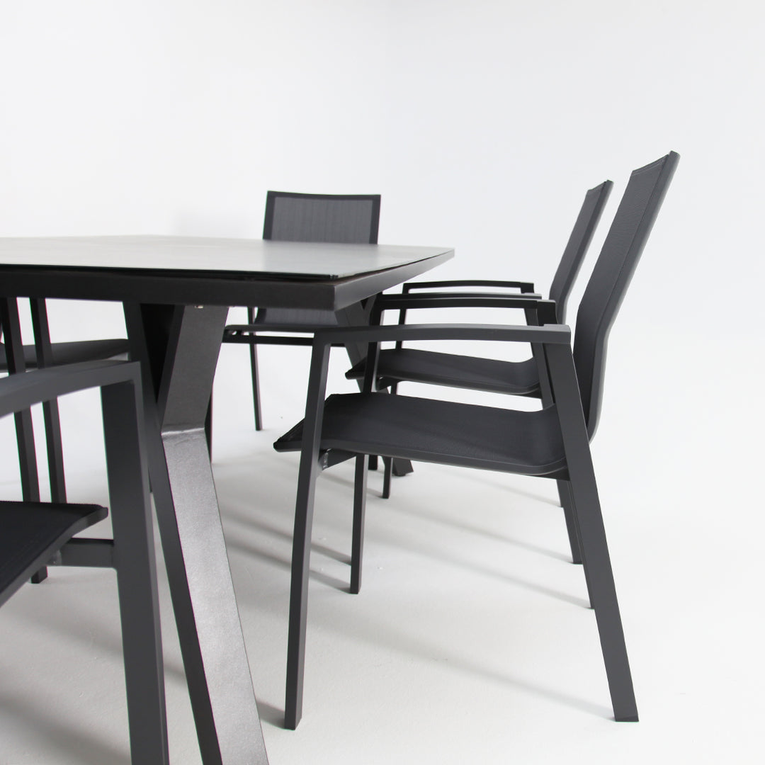 Athena Queensville 7pc Dining Setting - Gunmetal