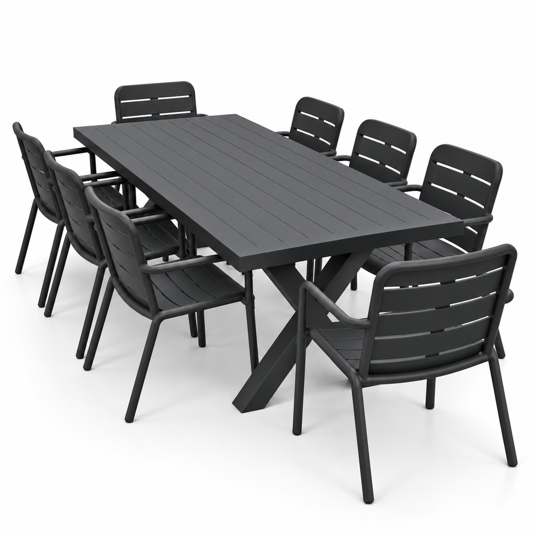 Ravenne Mariss 9pc Dining Setting - Black